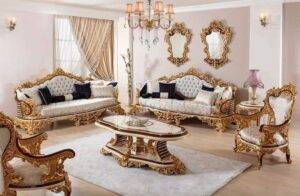 Golden Luxury Furniture Emperor Choice Luxury Handcrafted Wooden Carving Sofa Set with Classic Design