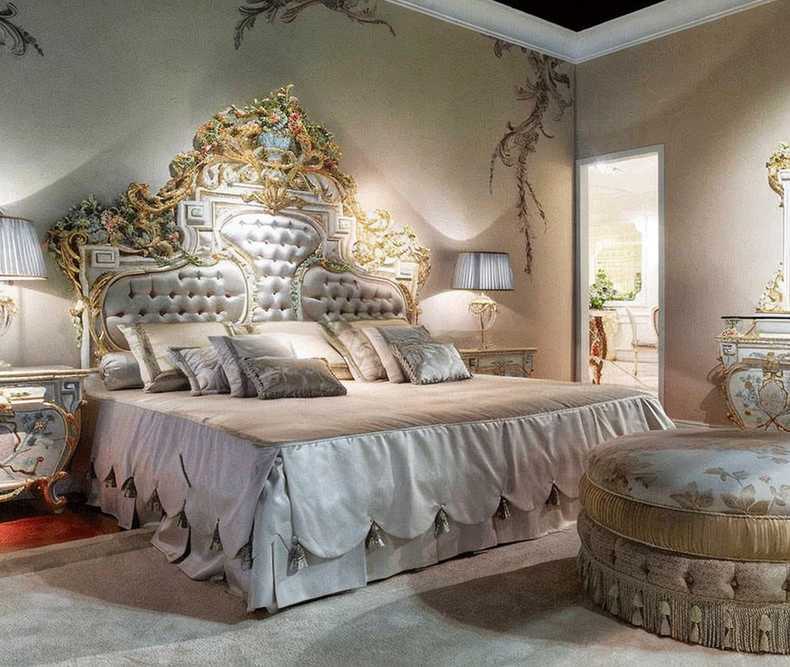 Golden Luxury Furniture Traditional Hand-Painted Headboard with Heavy Floral Carving – Luxurious Antique Bed Design - Image 2