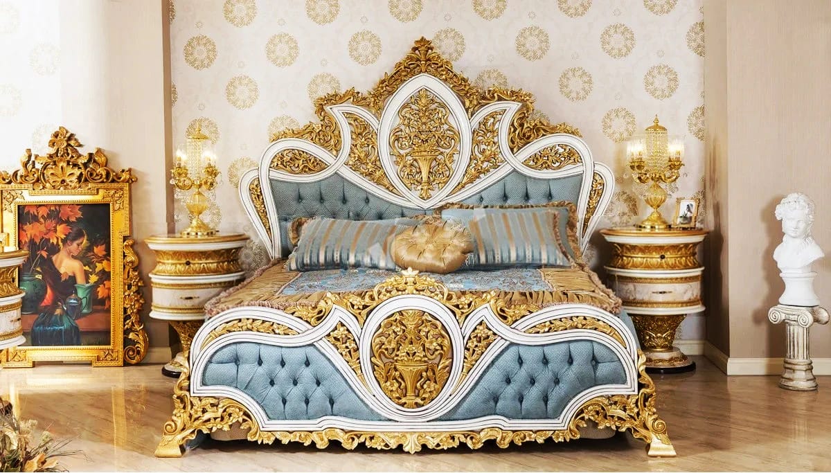 Golden Luxury Furniture Luxury European Style Hand Carving Bedroom Bed - Image 3