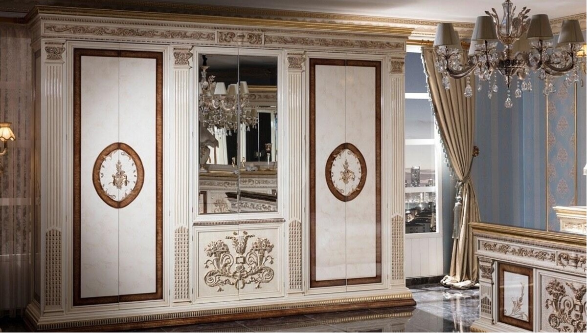 Golden Luxury Furniture Luxurious Victorian Bedroom Set With Heavy Carved Headboard Footboard And Premium Wardrobe - Image 7