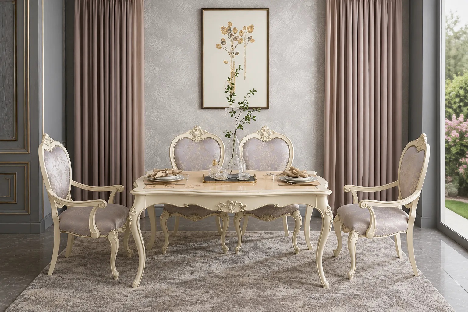 Golden Luxury Furniture Classic Luxury Wooden White Duco Dining Set - Image 6