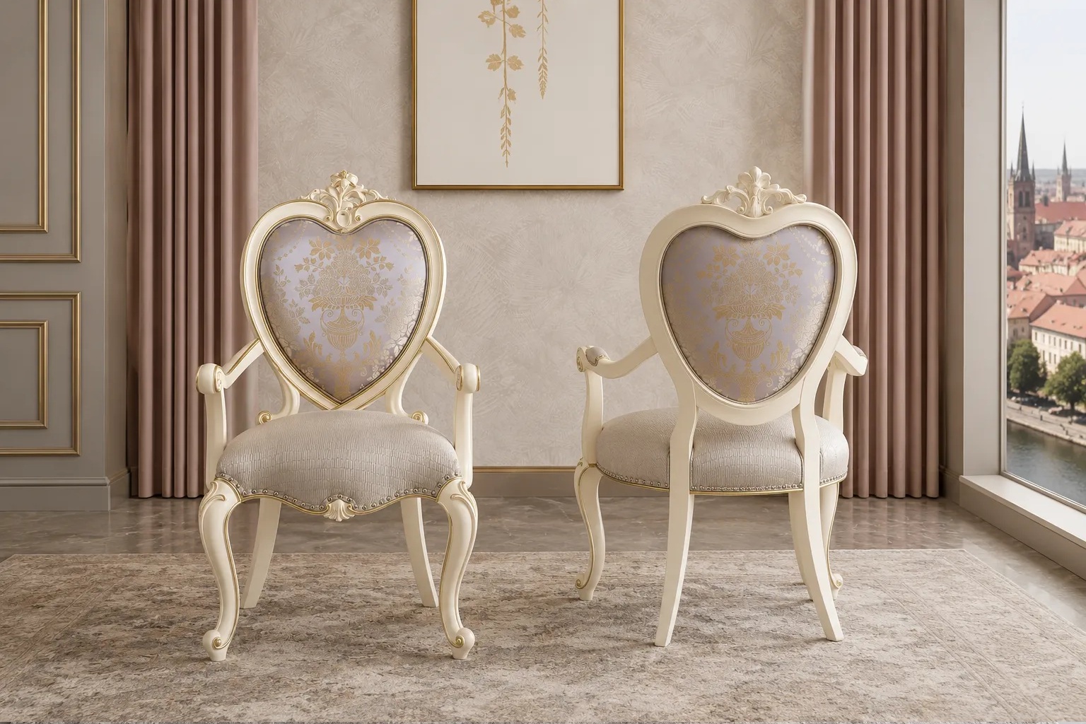 Golden Luxury Furniture Classic Luxury Wooden White Duco Dining Set - Image 5
