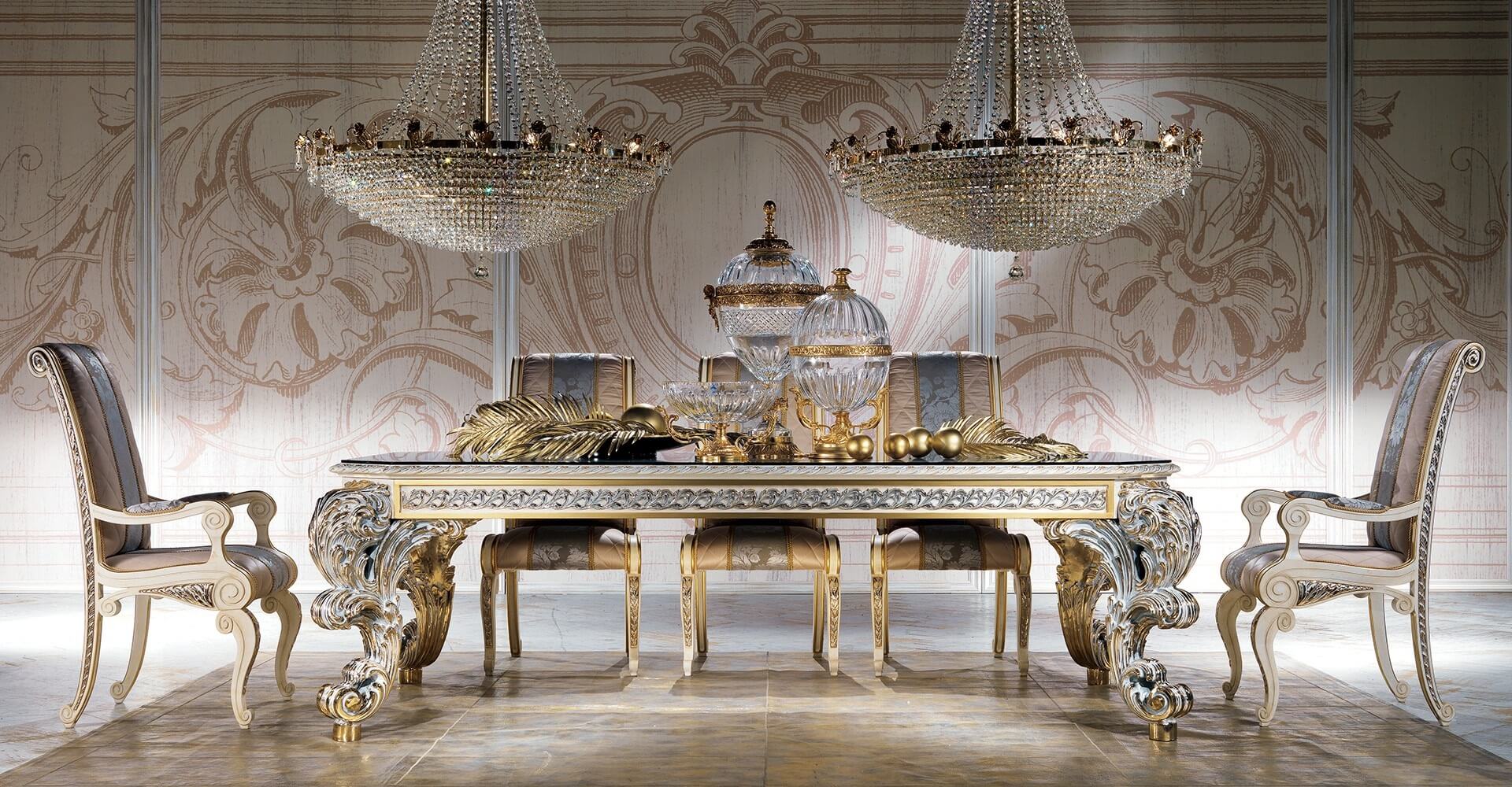 Golden Luxury Furniture Royal Dining Table Classic Italian Design - Bangalore - Image 2