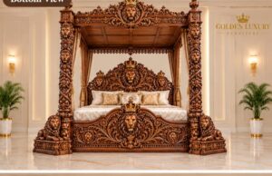 Wooden golden poster bed